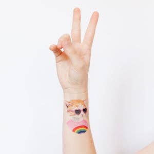 Tattly - Wholesale Temporary Tattoo - Rainbow Kitten Tattoo Pair1