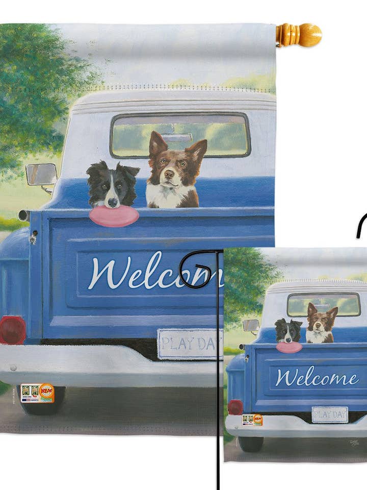 Drapeau de décoration de véhicule pour chien Play Day with Buddy Animals pour la vente par Two Group Flag Co