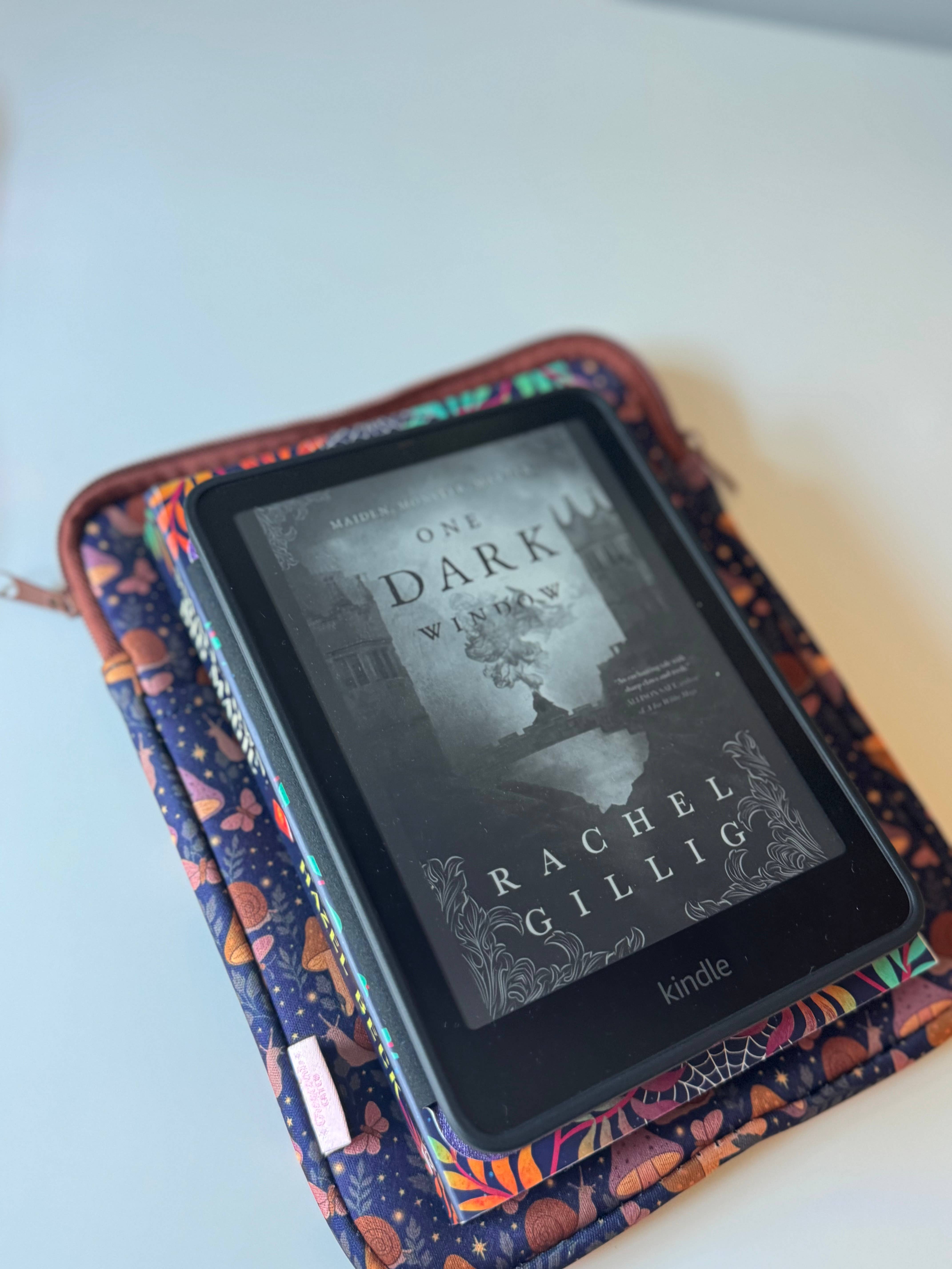 CrescentCatCo - Wholesale Book Cover - Cottagecore Mushroom Book & Kindle Pouch, Zipper and Pocket7