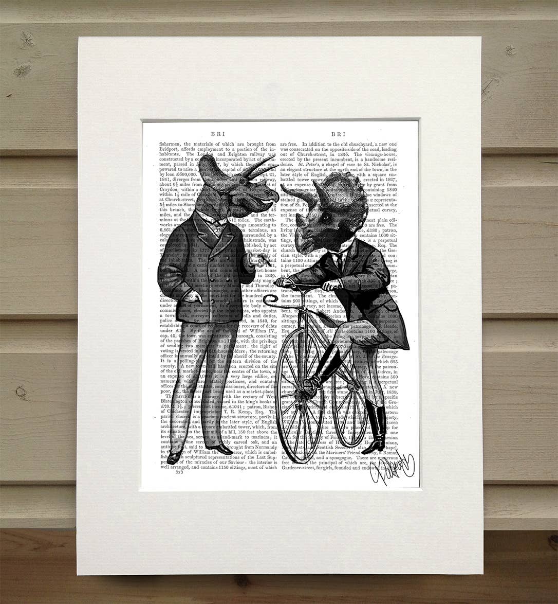 FabFunky Ltd - Wholesale Art Print - Triceratops Men and Bike, Dinosaur Book Page0