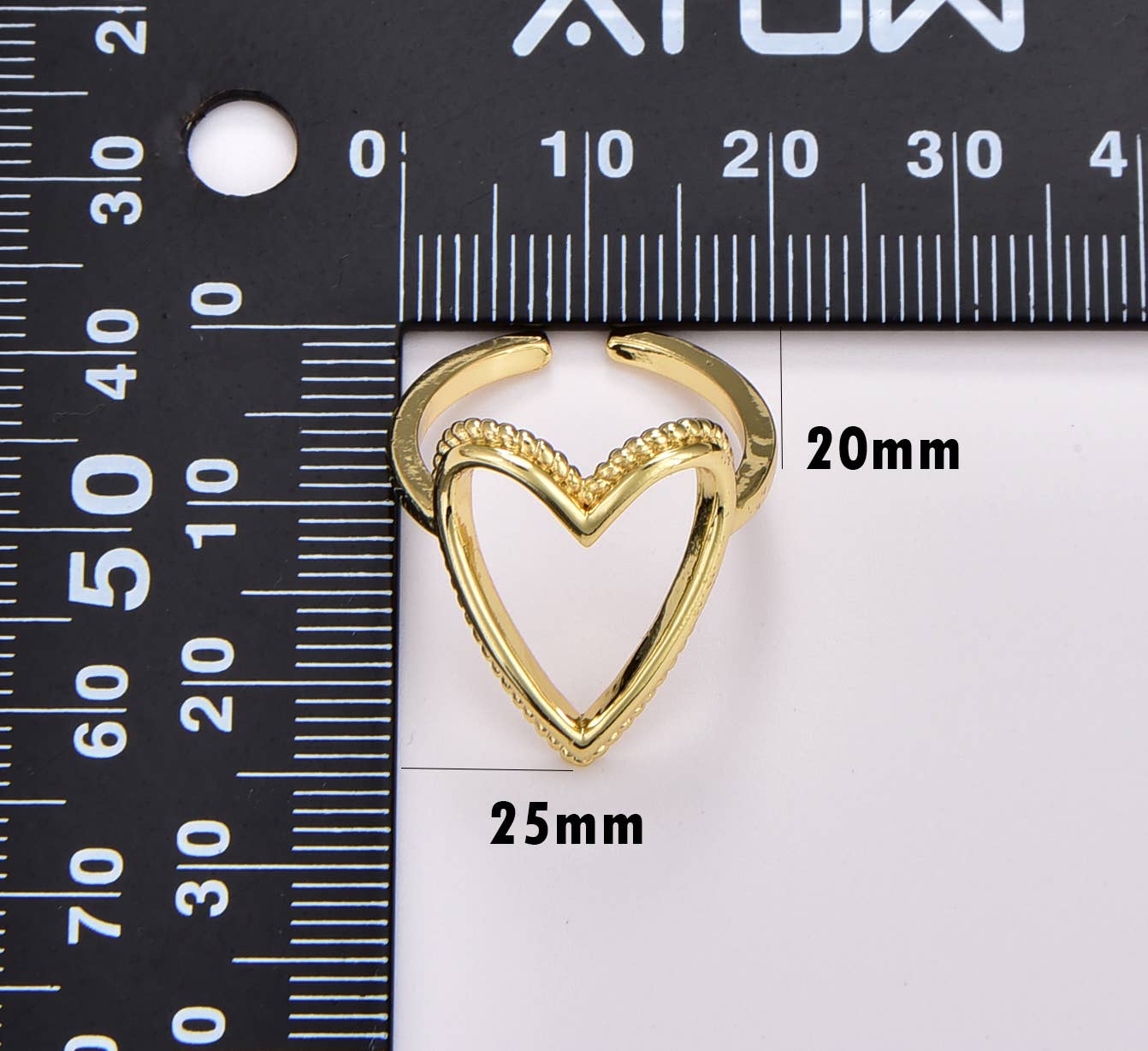 Beads Creation - Wholesale Band/Stacked Ring - 18K Gold Filled Heart Ring Unique Cute Ring for Women RG1232