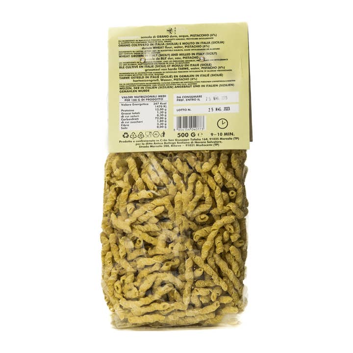 Antica Bottega Siciliana - Wholesale Pasta - Pistachio Short Pasta - Busiata Trapanese 500g1