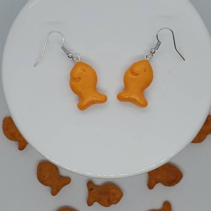 REMOVED BRAND - Wholesale Dangle Earrings - Goldfish Earrings, Fish Earrings, Snack Earrings
