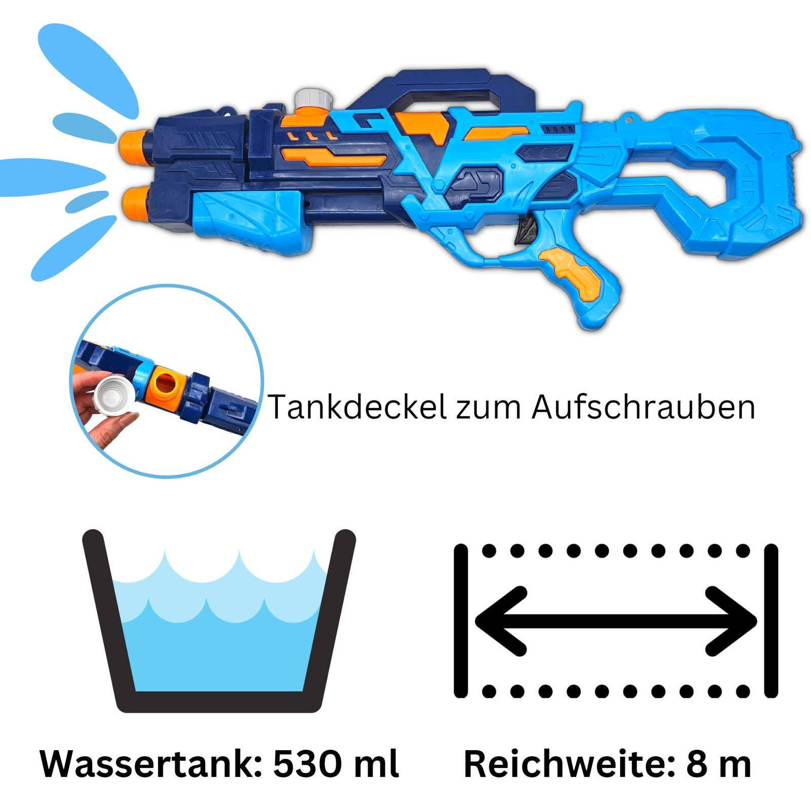 alldoro GmbH – Großhandel Klassisches Spielzeug – Kinder – Water Power Wasserpistole 60 cm, Reichweite 8 m, 530 ml2