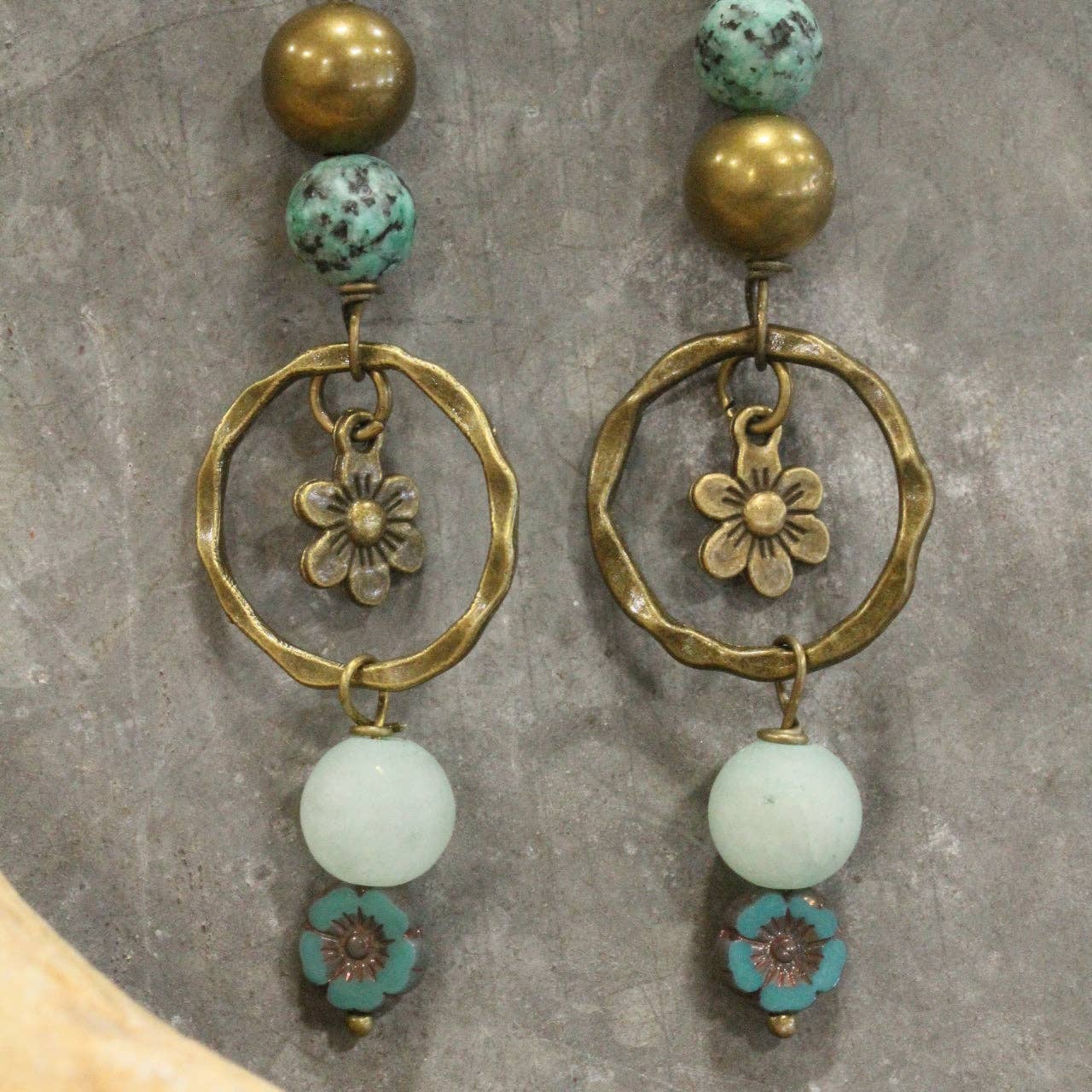 The Primitive Peddler, Inc. - Wholesale Dangle Earrings - Filigree Bronze & Czech Glass Dangle Earrings3