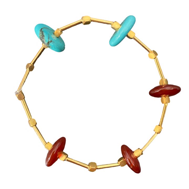 Carnelian + turquoise bracelet for wholesale by Honey Rose & K Jewelry