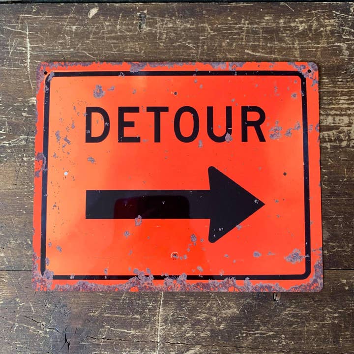 Detour Road - Metal Vintage Wall Sign for wholesale by The British Metal Signs Company