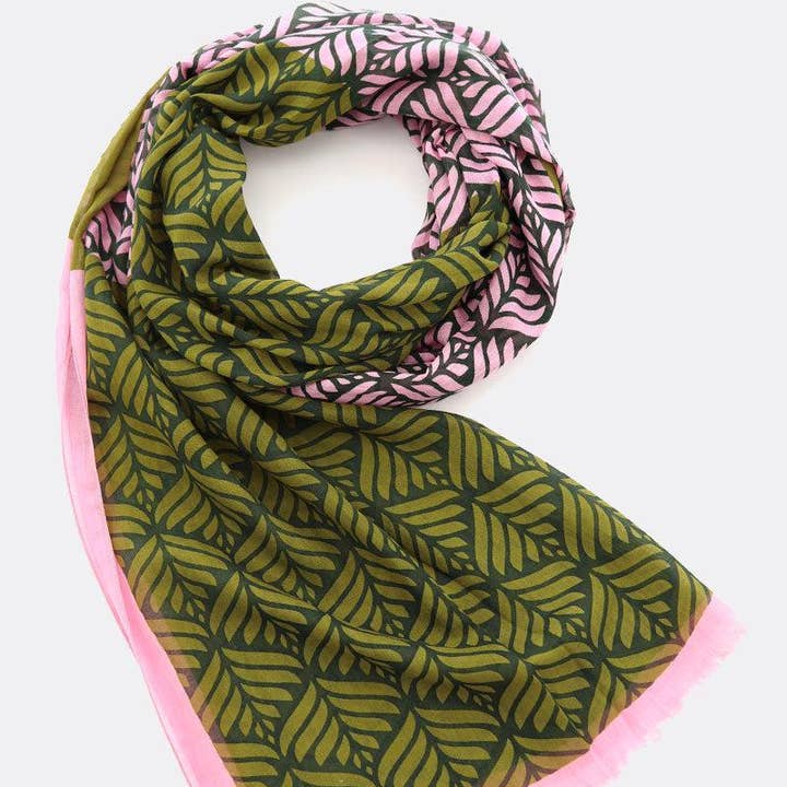 Djian - Wholesale Scarf - Women's - Scarf Modal & Organic Cotton / Lotus - pink / olive0