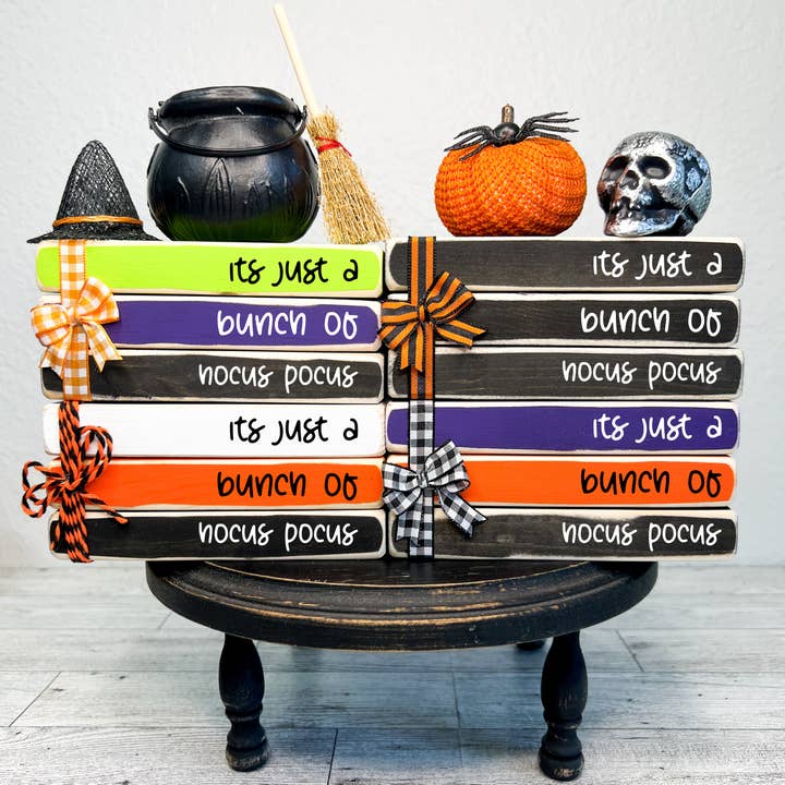 Ruaille Buaille Co - Wholesale Decorative tabletop object - October home decor | Mini book stacks for Halloween - Hocus4