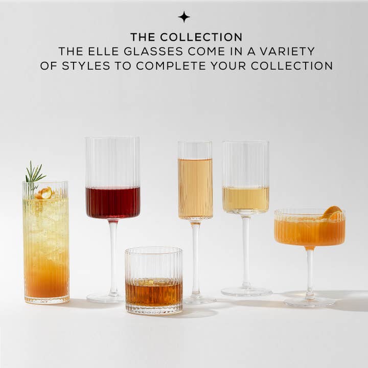 JoyJolt - Wholesale Cocktail/Liquor Glass - JoyJolt Elle Fluted Highball Juice Tumblers Glass - Set of 2