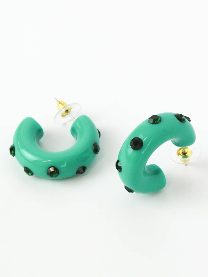 TURQUOISE CHUNKY GEM HOOP for wholesale by My Doris