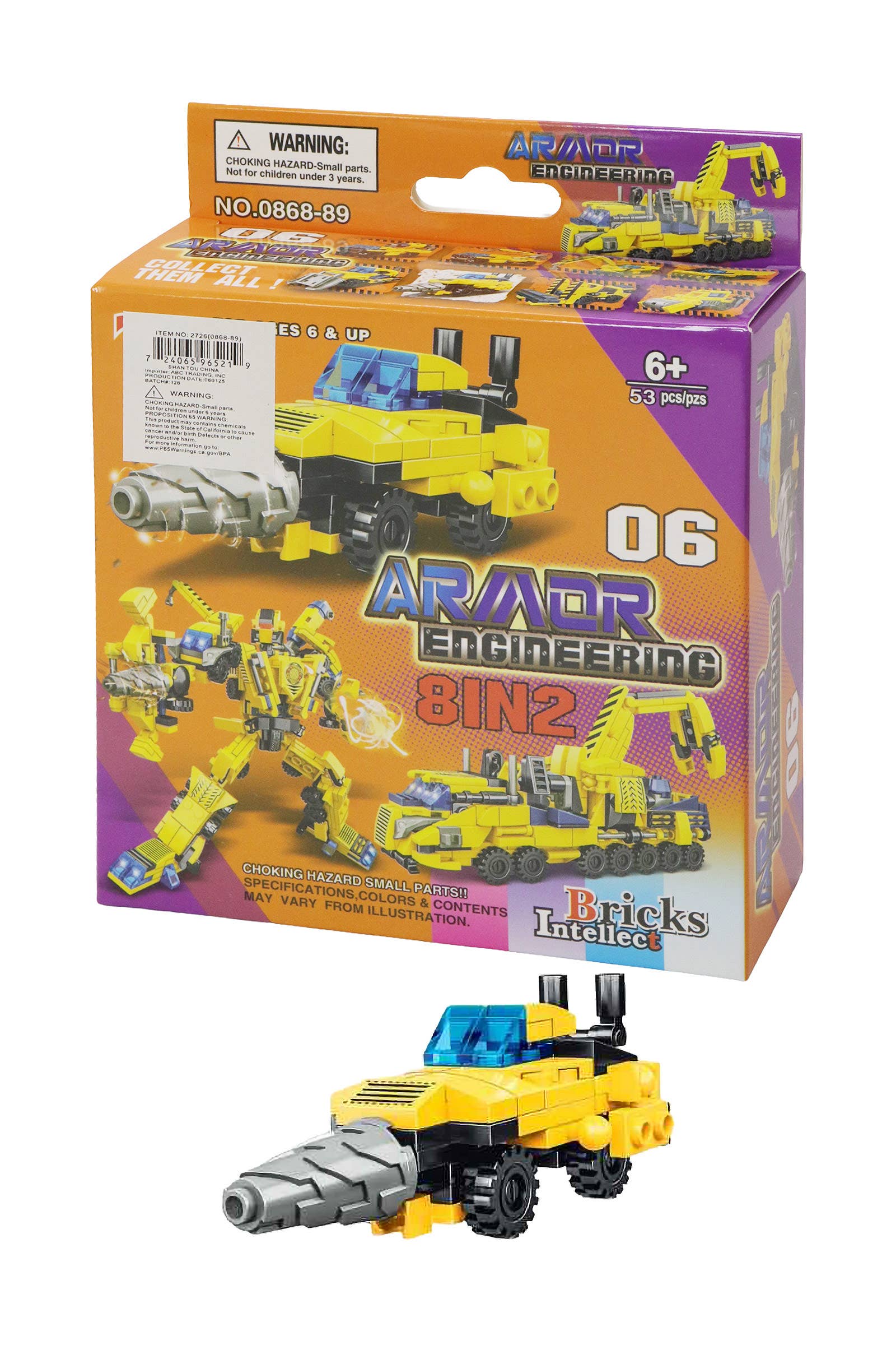 ASSORTED Construction Vehicle Diy Building Block - 8 Box for wholesale on Faire15