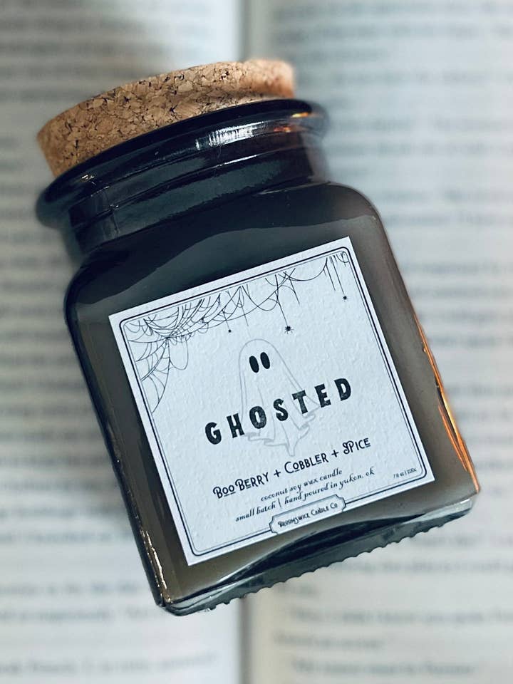 GHOSTED Apothecary Natural Halloween Candle for wholesale by Broomswick Candle Co