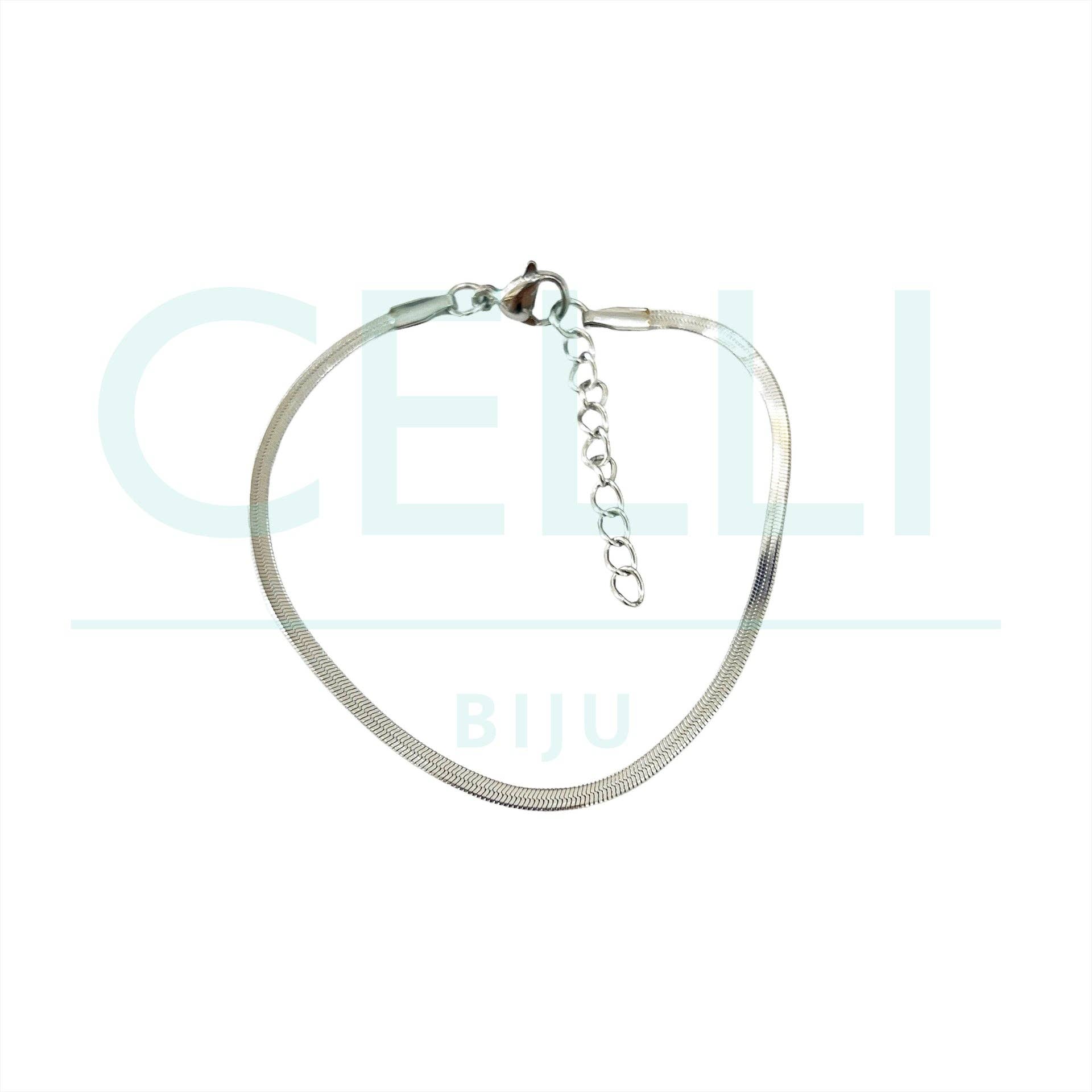 Celli Biju - Wholesale Link & Chain Bracelet - Steel Bracelet - Fine Flattened Snake 2.5mm 2mm6