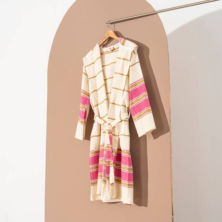 Bathrobe Turkish Cotton LightWeight Summer Hood Kimono Robe for wholesale by Kikoya