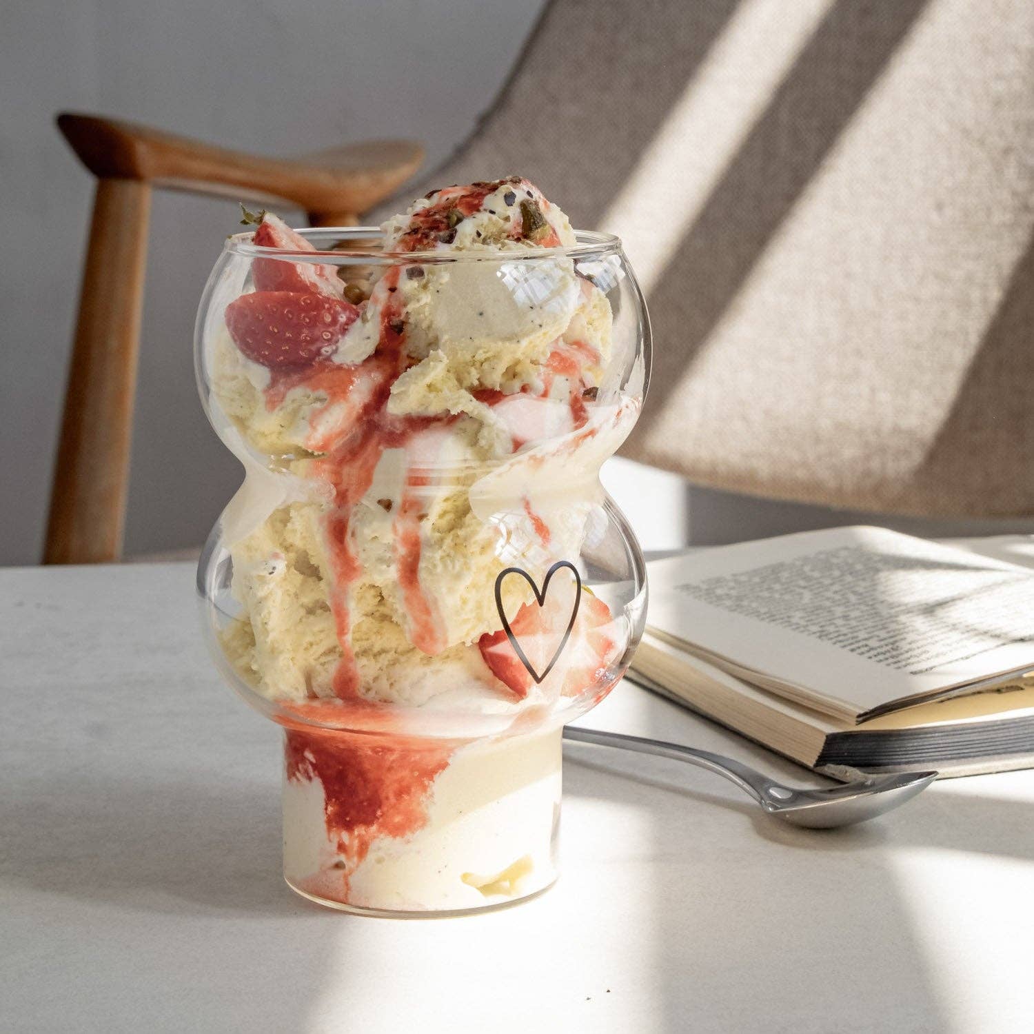 Eulenschnitt - Wholesale Drinking Glass/Cup - Double bubble glass heart (VE = 6 pcs)9