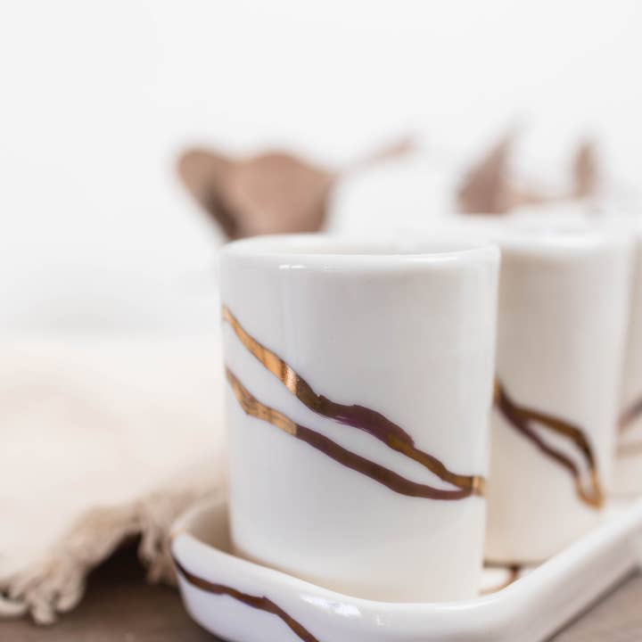 Niik Creative Co. - Wholesale Theekopje - Gold River whisky/espressoset handgemaakt porselein11