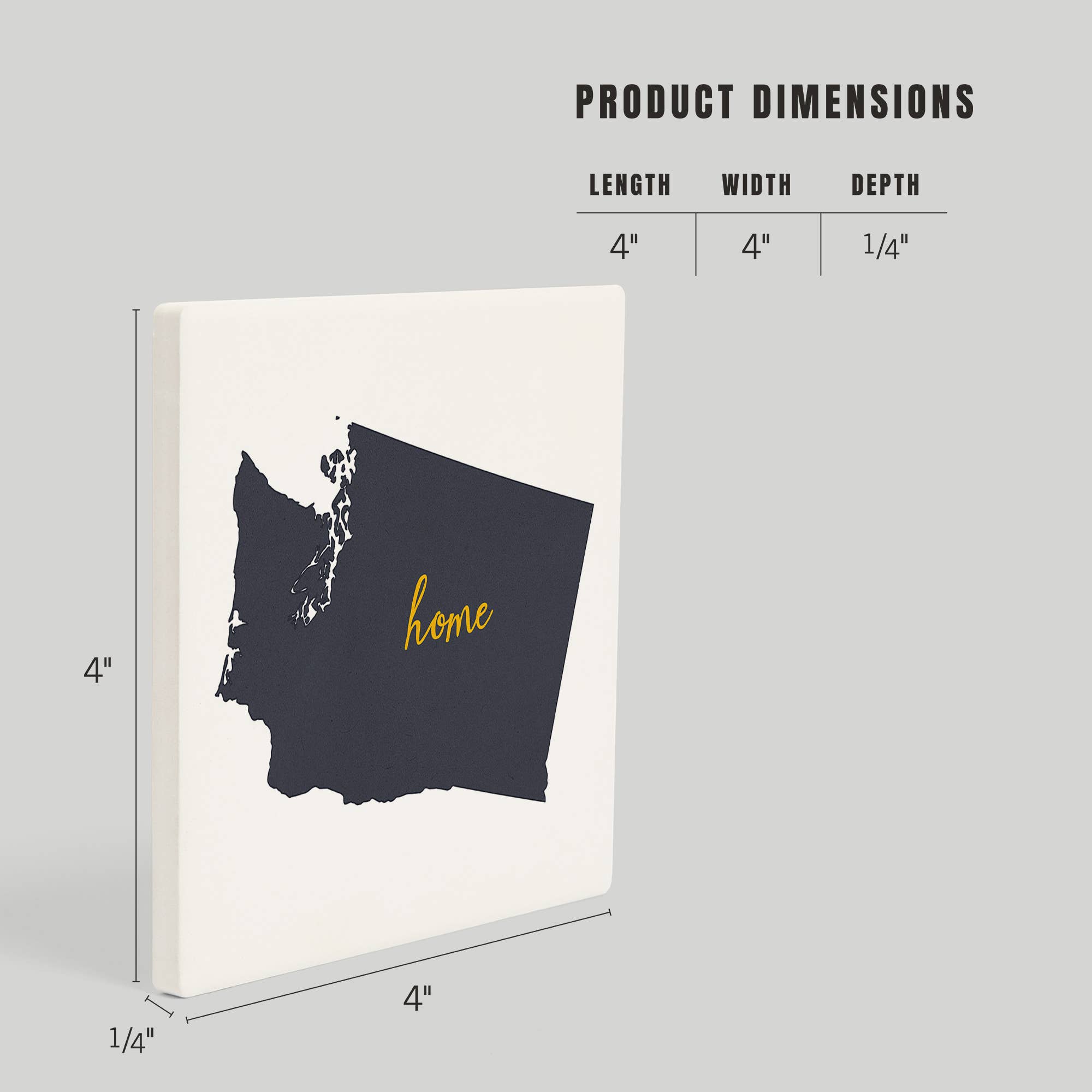 Lantern Press - Wholesale Coasters - CERAMIC COASTER Washington, Home State, Gray on White4