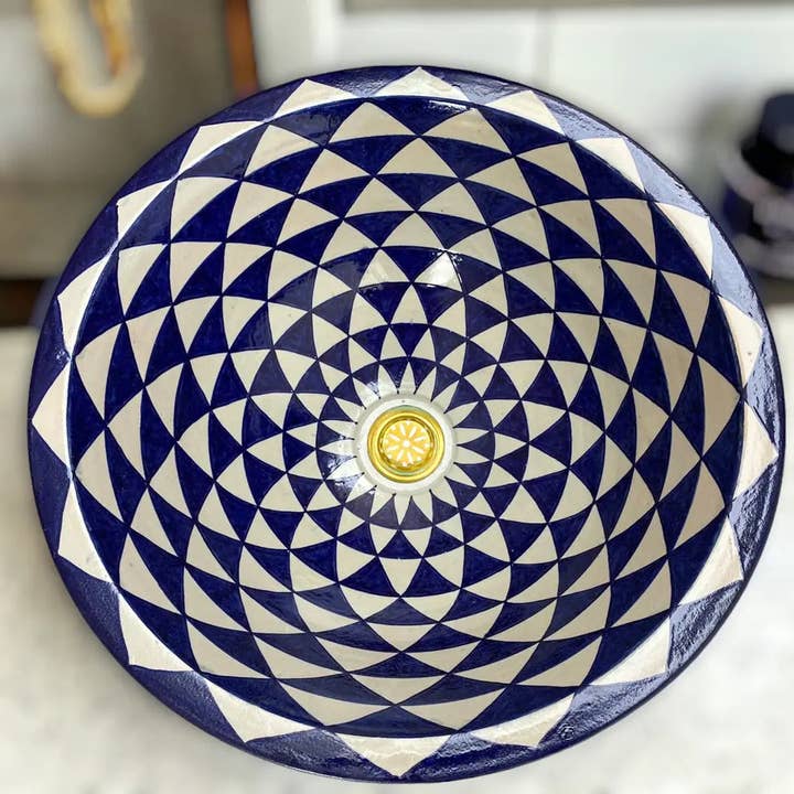 Moroccan Sink - Wholesale Bathroom Accessory Set - Round Washbasin Hand Painted Bathroom & Kitchen Sink