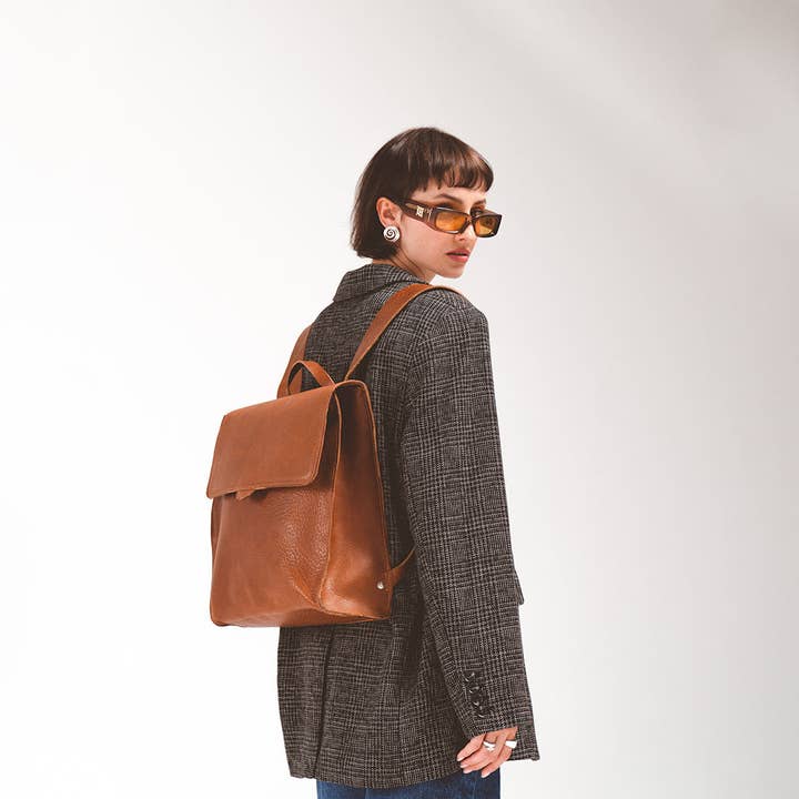 Leather Backpack - Fibonacci (Brown) for wholesale by Geometric Goods