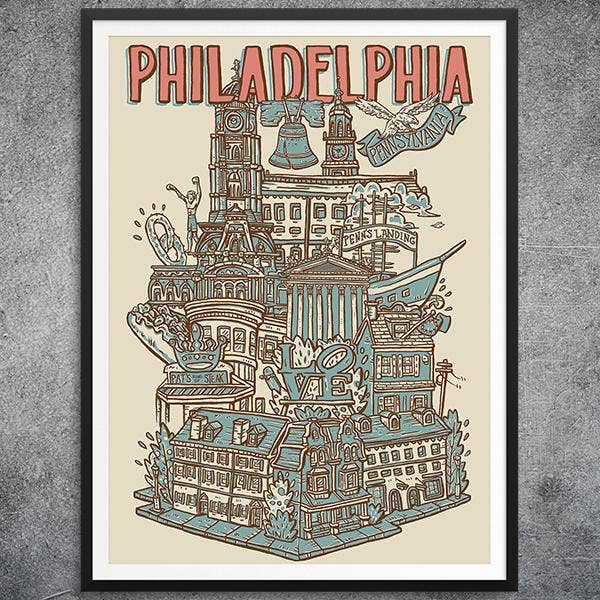 Philadelphia PA 12" x 16" for wholesale by Welcome To the Neighborhoods