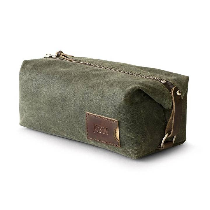 Standaard uitbreidbare dopp kit met waxed canvas voor wholesale door Clark & Taft Crafting Company