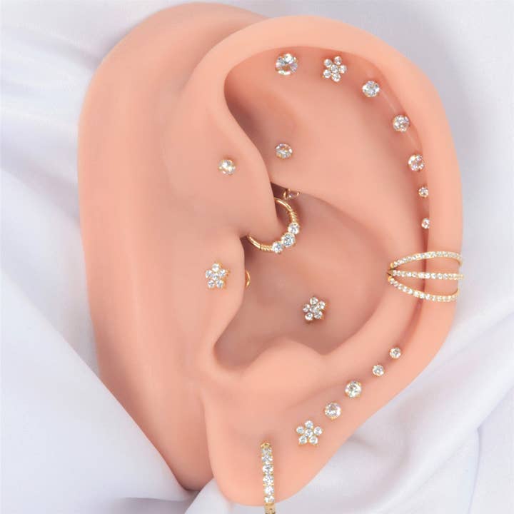 Schmuckgroßhandel – Brinco único por atacado – Piercing de Flor | Aço Cirúrgico2