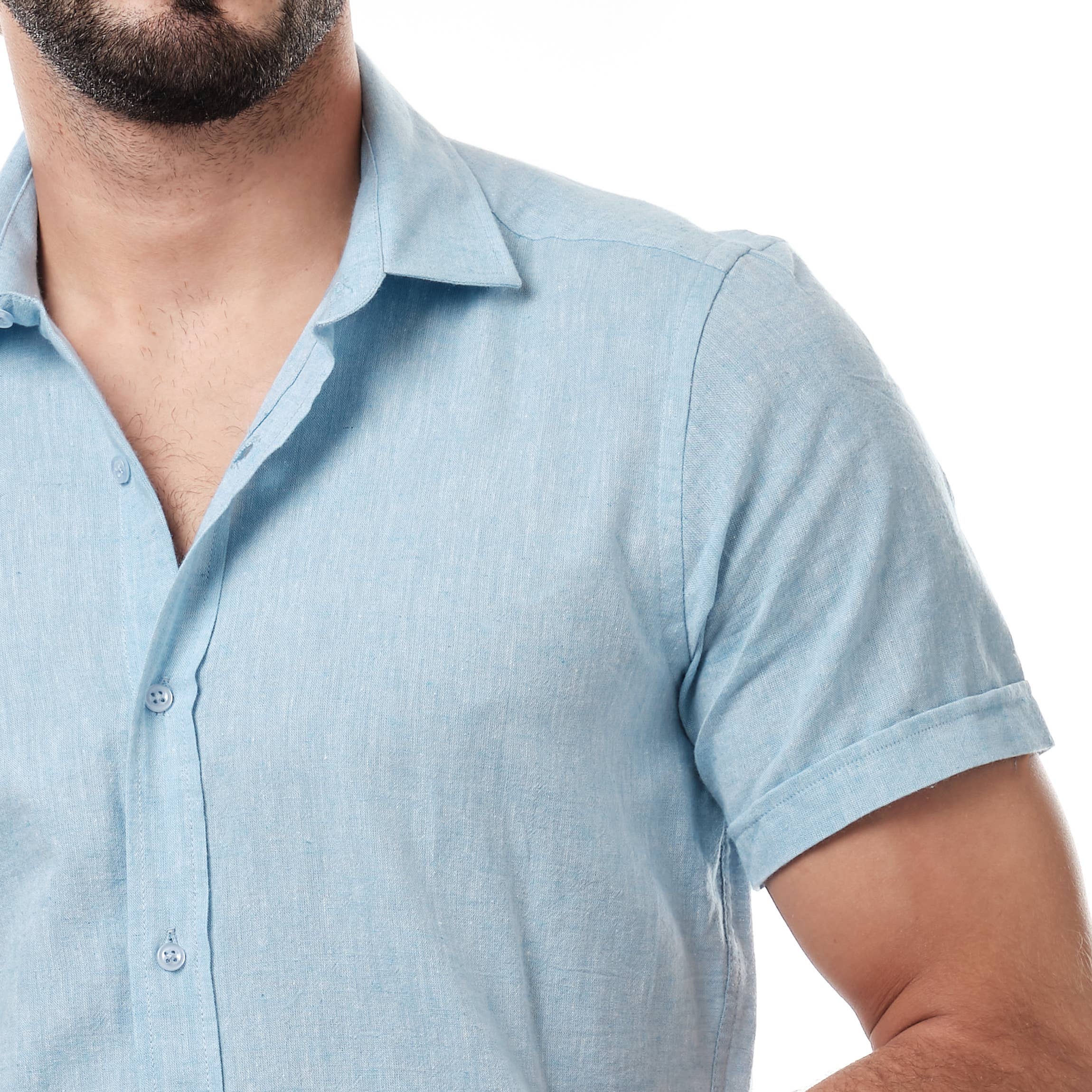 HEMATOMA Camisa masculina lisa de mangas curtas ZARAEL-BLUE (P-XXG) para venda a revendedores na Faire3