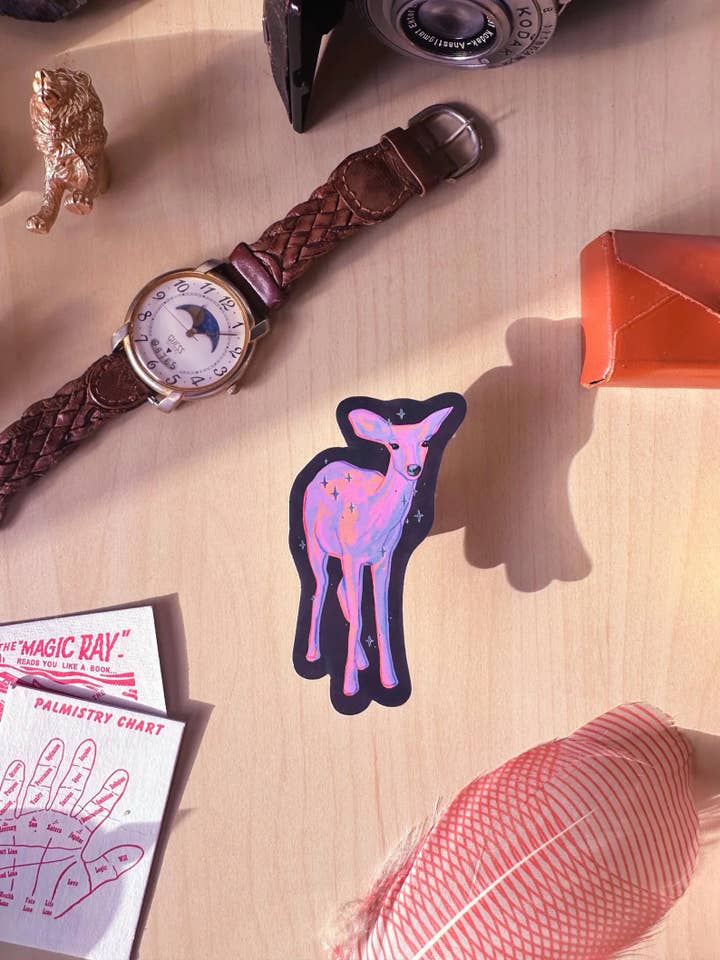 Autocollant Cerf Cosmique pour la vente par Wilde Reverie Co.