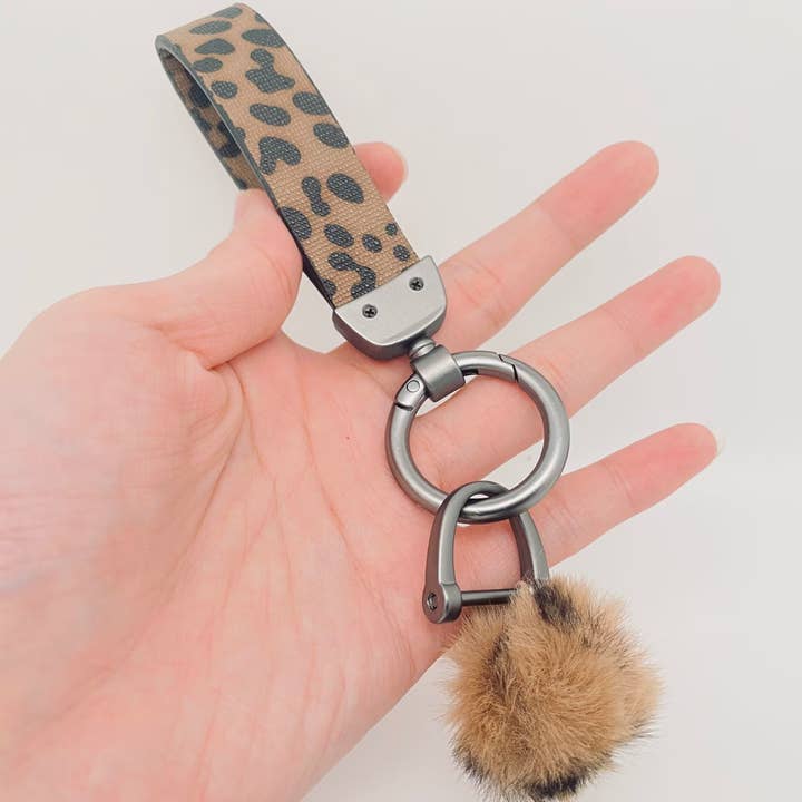Spotted Leopard Print PU Leather Keychain for wholesale by Mio Queena