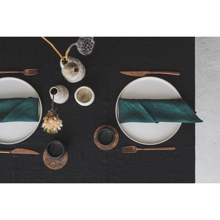 Dark Green Linen Table Napkins, Flax Linen Table Decor, Dinner Napkins for wholesale on Faire3