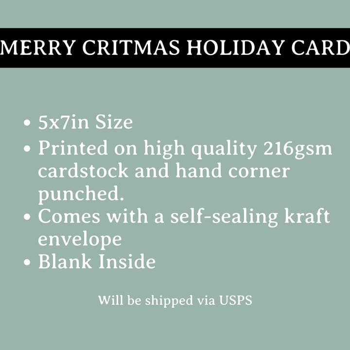 Minva Tabletop Design Co - Wholesale Christmas Card - Merry Critmas Holiday Card