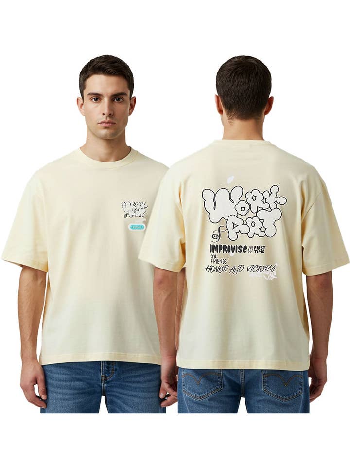 Men Black Label "WORK OF ART" Oversize T-Shirt for wholesale by Black Label x Raw