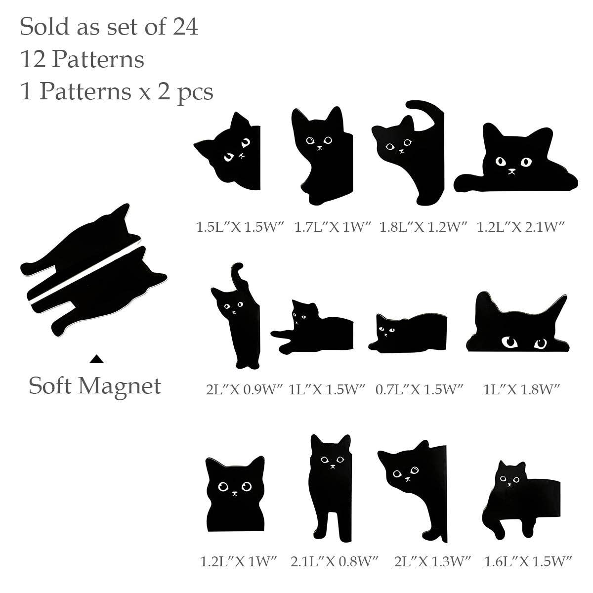 Wrapables.com - Wholesale Bookmark - Wrapables Magnetic Black Cat Bookmarks,  (Set of 24)1