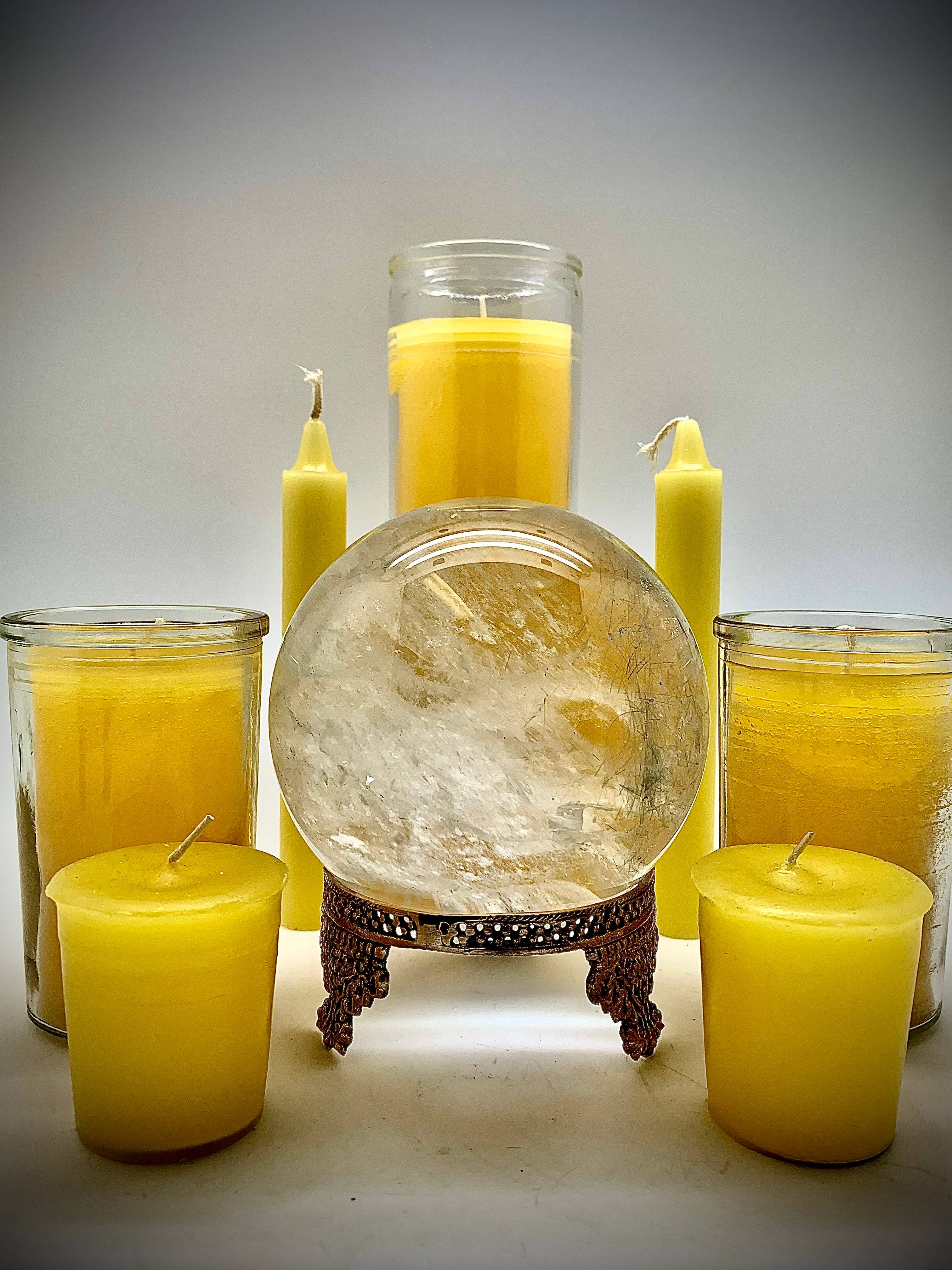 Ceridwen’s - Wholesale Jar/Filled Candle - Yellow 7 Day Prayer Candle - intellect, wisdom, knowledge2