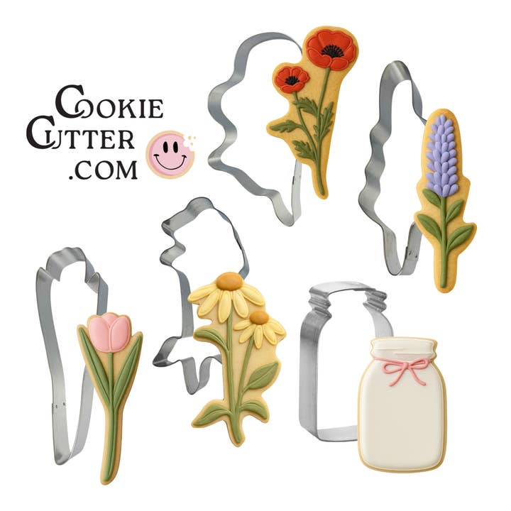 CookieCutter.com - Wholesale Cookie Cutter - Long Stem Wild Flower Cookie Cutter 5 Pc Set HS0580