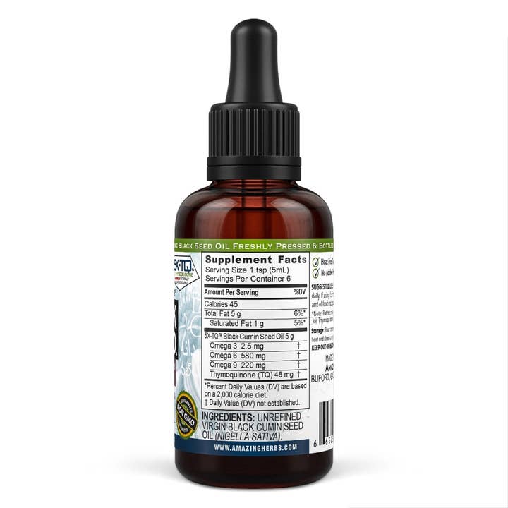 Amazing Herbs - Wholesale Oral Supplement/Vitamin - 12001 - Premium Black Seed Oil 1oz Bottle1