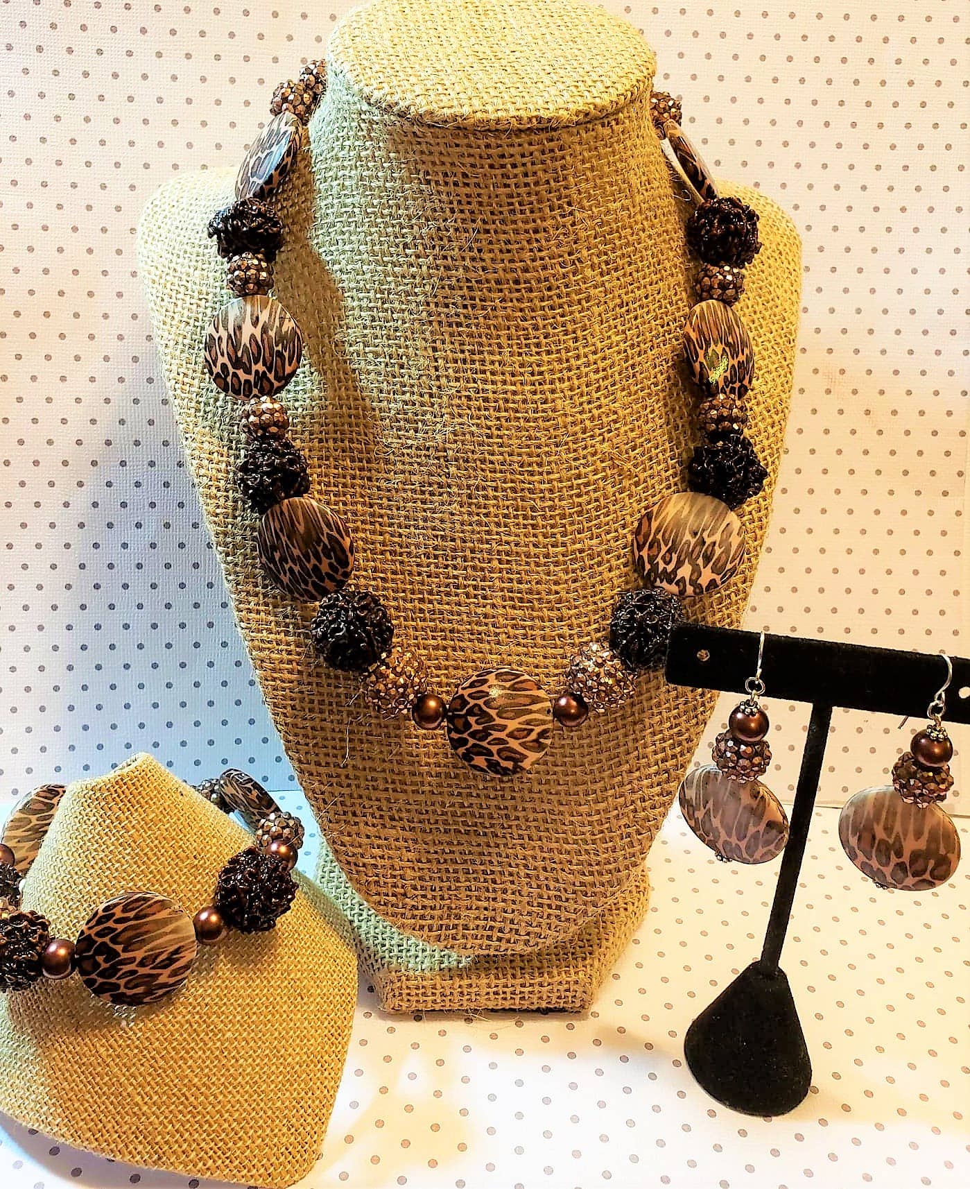 TarteLaine Designs - Wholesale Beaded/Pearl Necklace - Hand-beaded One of a Kind Animal Print Necklace sets2