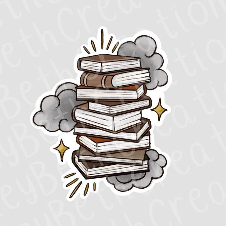 Book Stack Sticker | Waterproof Sticker | Book Sticker for wholesale by CarleyBethCreations