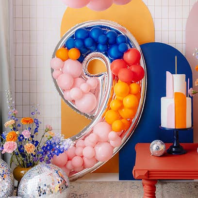 GIANT Silver Number Balloon Frame 0 - 9 | Air Filled | 49 In for wholesale by Ellie's Party Supply