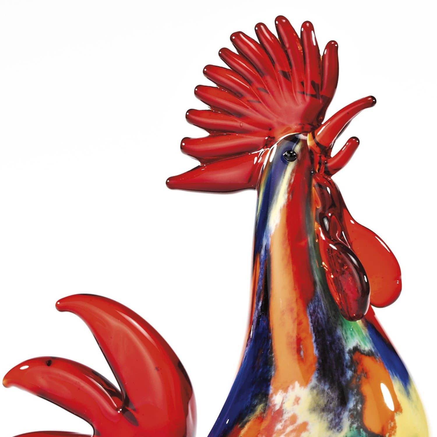 HomeRoots – wholesale Decorative figurine – 11" Red Murano Glass Rooster Figurine Tabletop Sculpture5