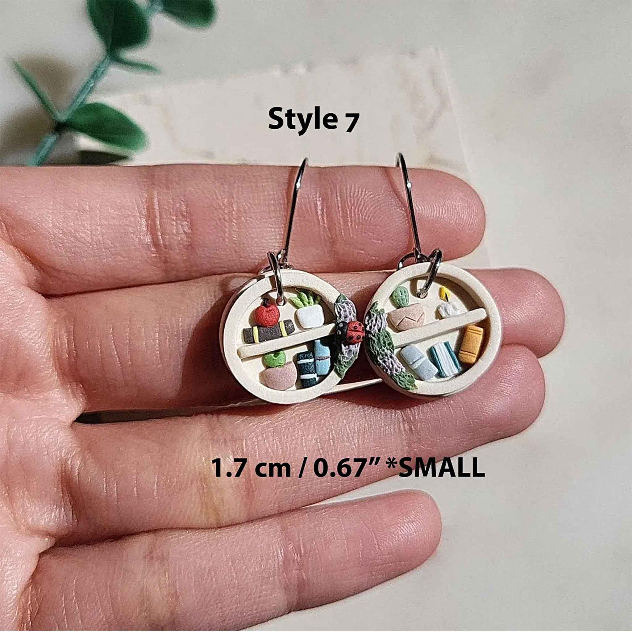 NoomCottageClay - Wholesale Dangle Earrings - Cottagecore Bookshelf Earrings • Cute Plant Jewelry 11