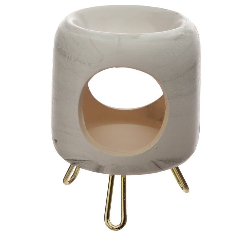 Puckator EU - Wholesale Oil Warmer - Eden Rounded Ceramic Oil Burner with Gold Feet2