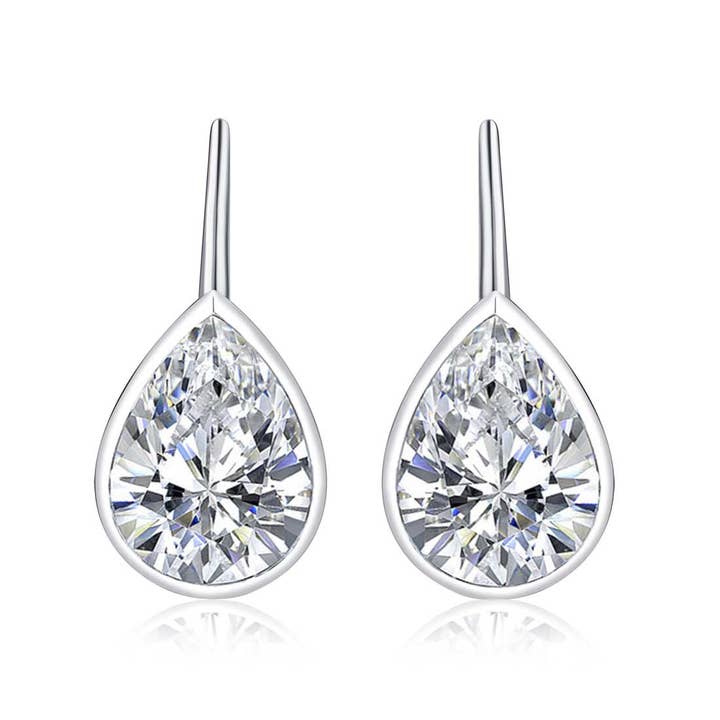 925 Sterling Silver Leverback Cubic Zirconia Drop Earrings for wholesale by Namana