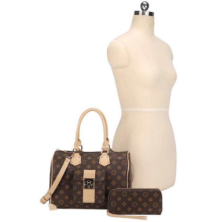 Pink Irene Wholesale - Wholesale Tote Bag - Women's - 2IN1 DESIGN PRINT HANDLE SATCHEL W WALLET SET5