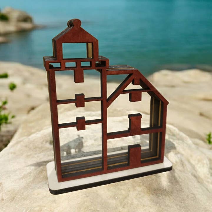Rundt Ø Fyrtårn Havglas Skyggebox Display, Stor for engroshandel hos Sea Glass Displays