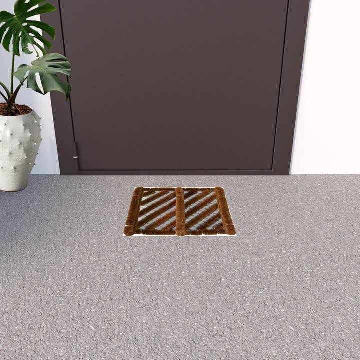 12" X 14" Brown Coir Geometric Outdoor Boot Scraper for wholesale by HomeRoots