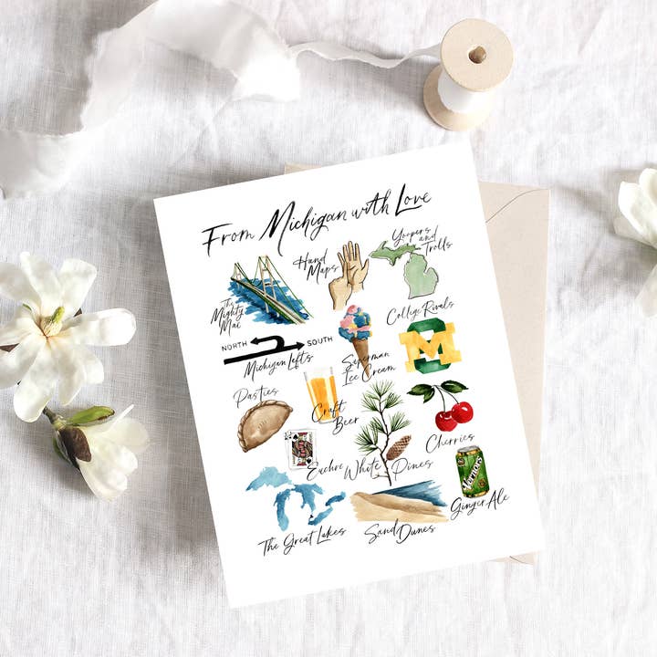 NorthHouse Creative Co. - Wholesale Everyday Greeting Card - From Michigan with Love, Classic Michigan Greeting Card