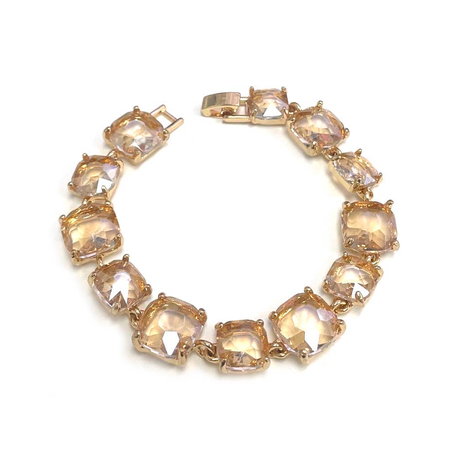 StarryNYC - Wholesale Link & Chain Bracelet - Cushion Cut Glass Crystal Linked Station Bracelet14