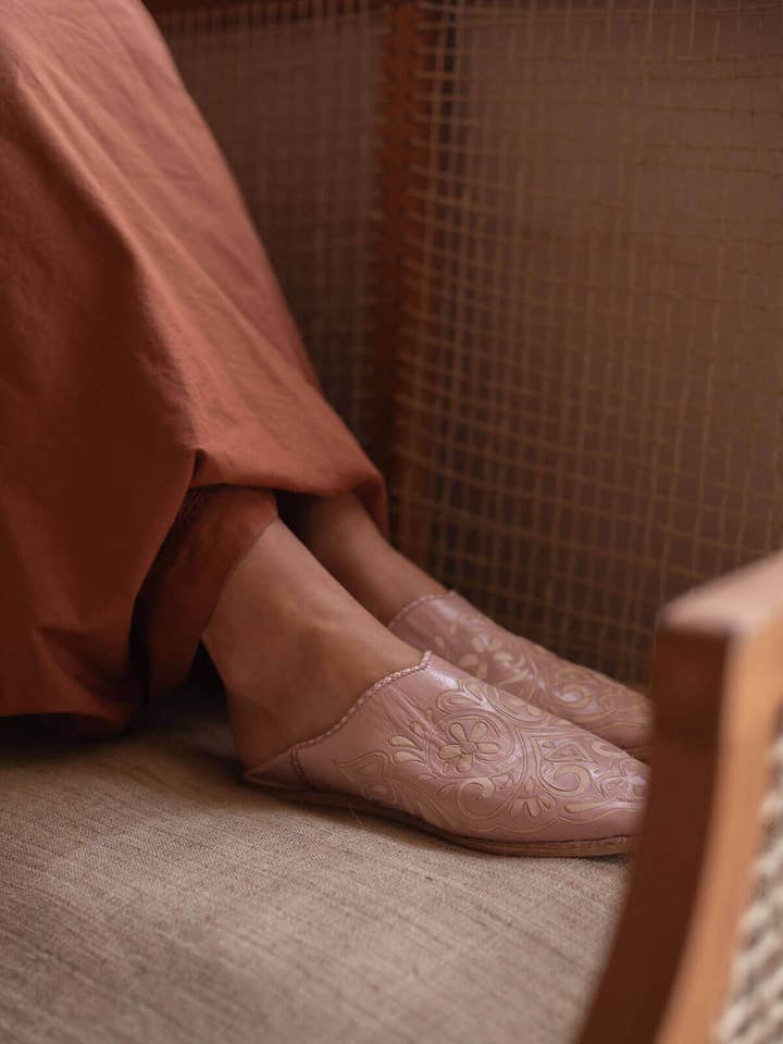 Bohemia Design – Engroshandel Slippers - Dame – Marokkanske dekorative hjerte Babouche hjemmesko, salvie